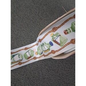 Vintage 90s Offray Designer Ribbon -Woven Edge 1.5" X 168" Nautical Ships Crafts